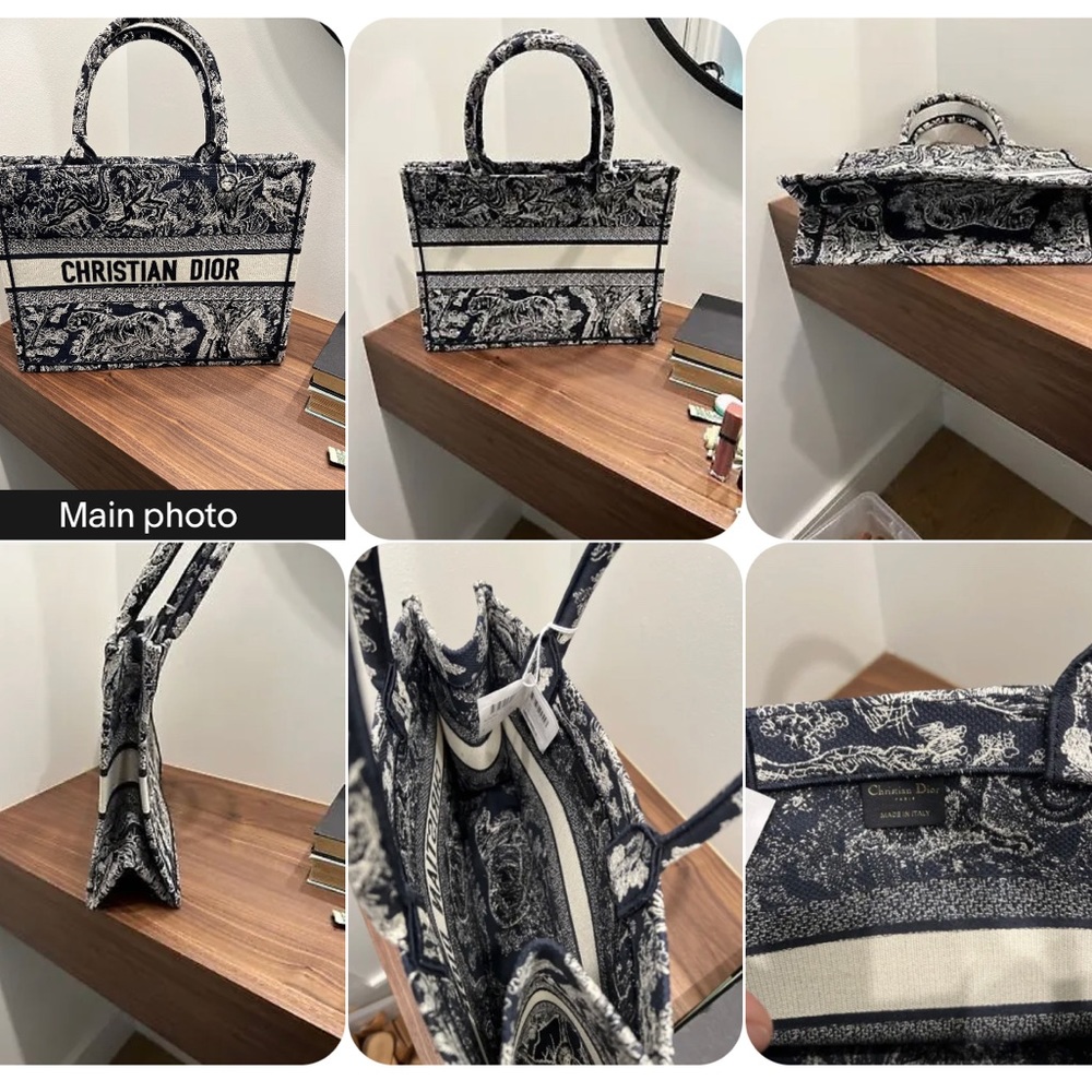 New Christian Dior medium Book Tote Toile De Jouy Authentic Dust Bag MSRP $3350
